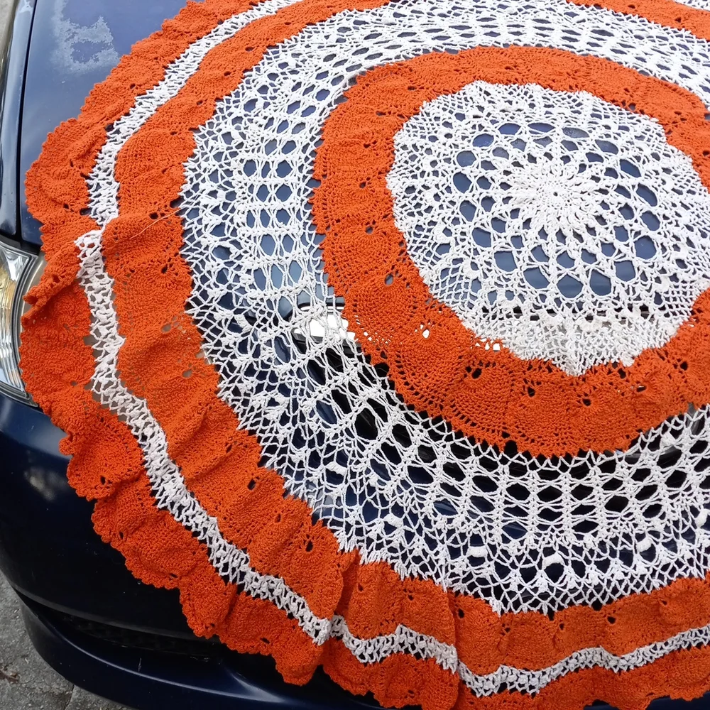 Hand crocheted tablecloth or cover